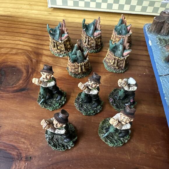 Fisherman Tic Tac Toe Set Shoreline Rowboat Nautical Decor In Box Complete Flaws - Picture 4 of 8